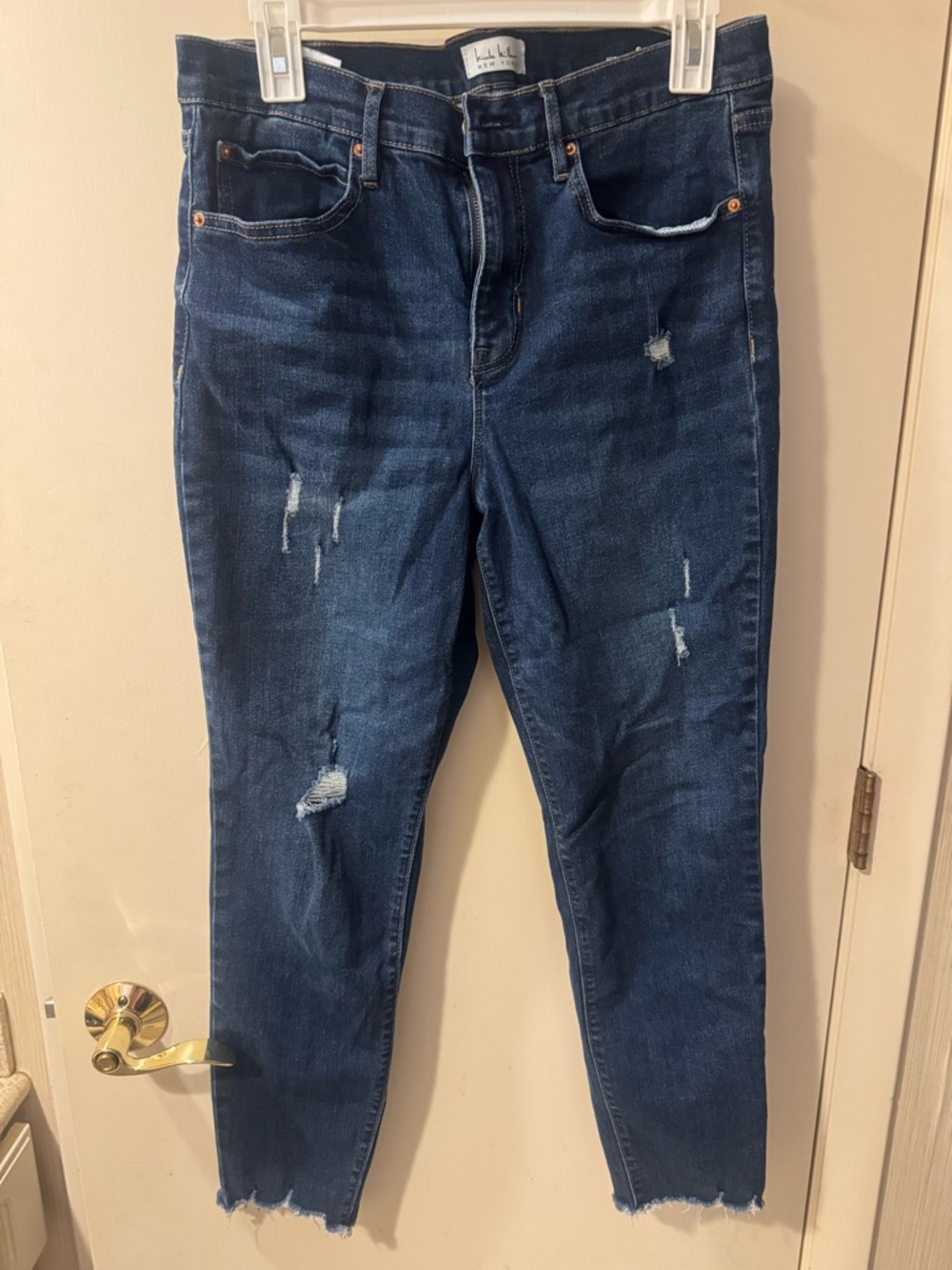 Dark Blue Distressed Skinny Jeans for Women
